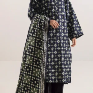 Unstitched 3 Piece Printed Cotton Khaddar - Green