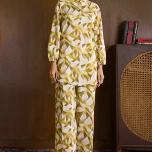 Grey Printed Khaddar Kurta Trouser