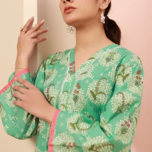 Unstitched 2 Piece Printed Cambric - Green