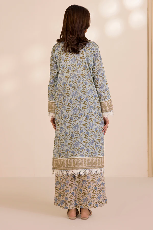 Unstitched Embroidered Cotton Shirt Shalwar - Beige