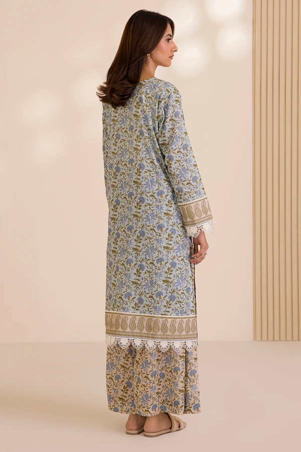 Unstitched Embroidered Cotton Shirt Shalwar - Beige
