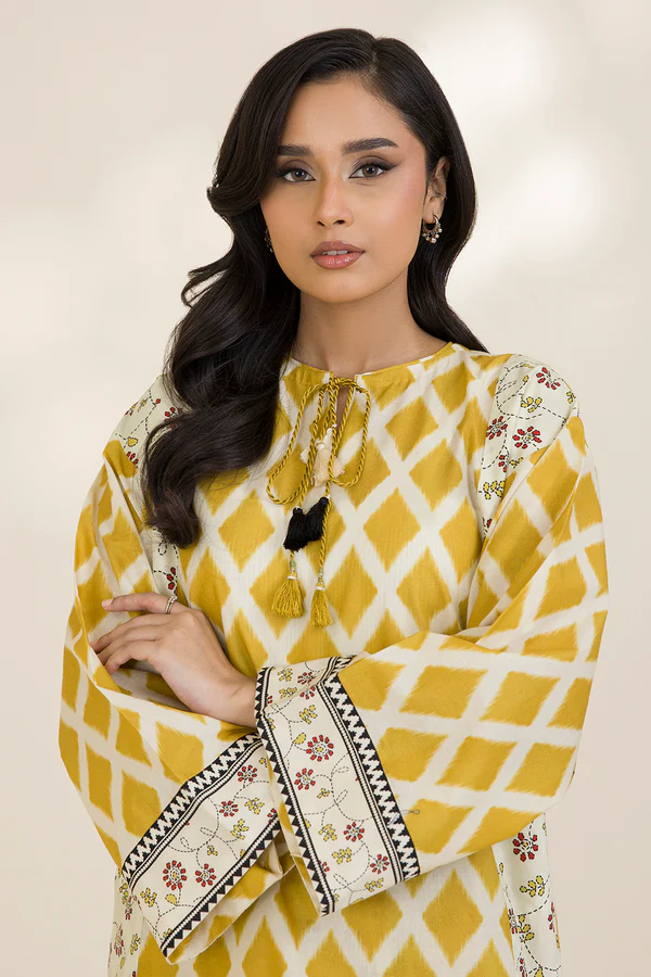 Unstitched Printed Cotton Shirt & Shalwar – Off White