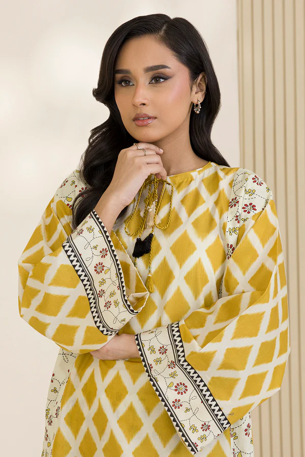 Unstitched Printed Cotton Shirt & Shalwar – Off White