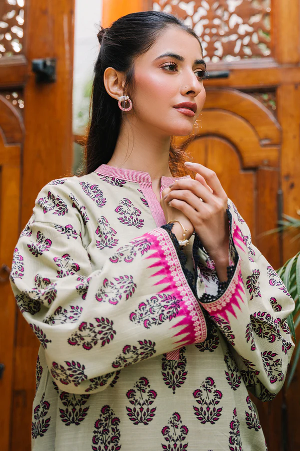 Unstitched 2 Piece Printed Khaddar - Shirt & Trouser