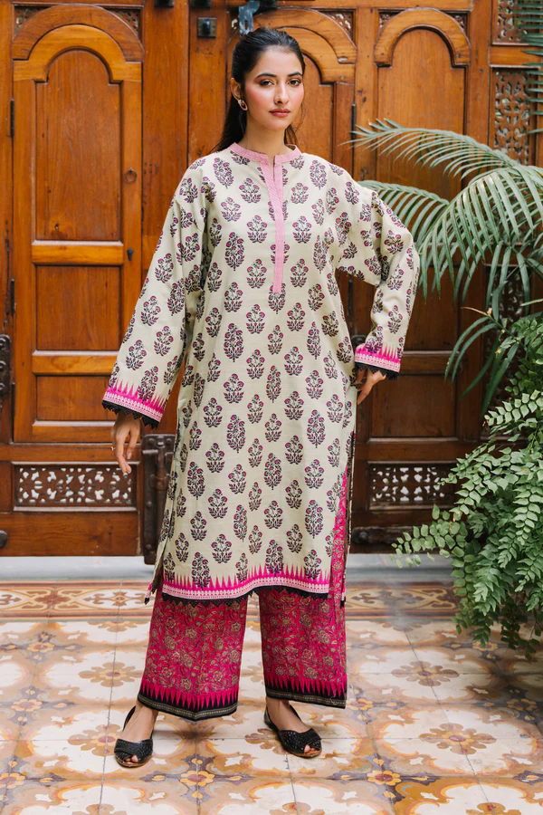Unstitched 2 Piece Printed Khaddar - Shirt & Trouser