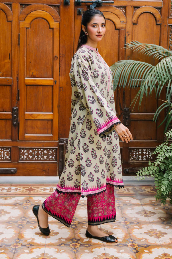 Unstitched 2 Piece Printed Khaddar - Shirt & Trouser