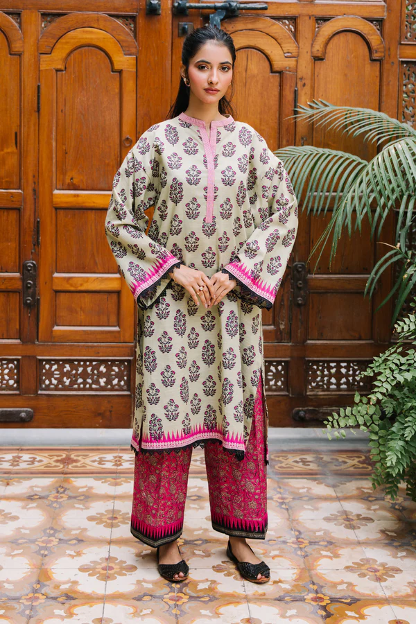Unstitched 2 Piece Printed Khaddar - Shirt & Trouser