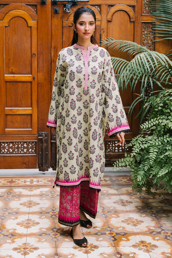 Unstitched 2 Piece Printed Khaddar - Shirt & Trouser