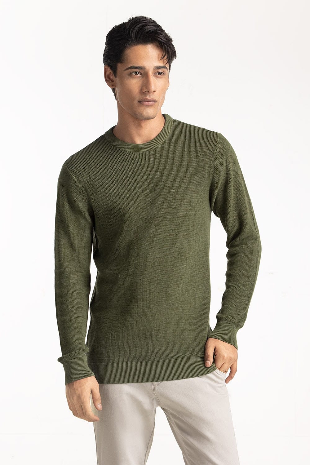 Crew Neck Sweater - Green