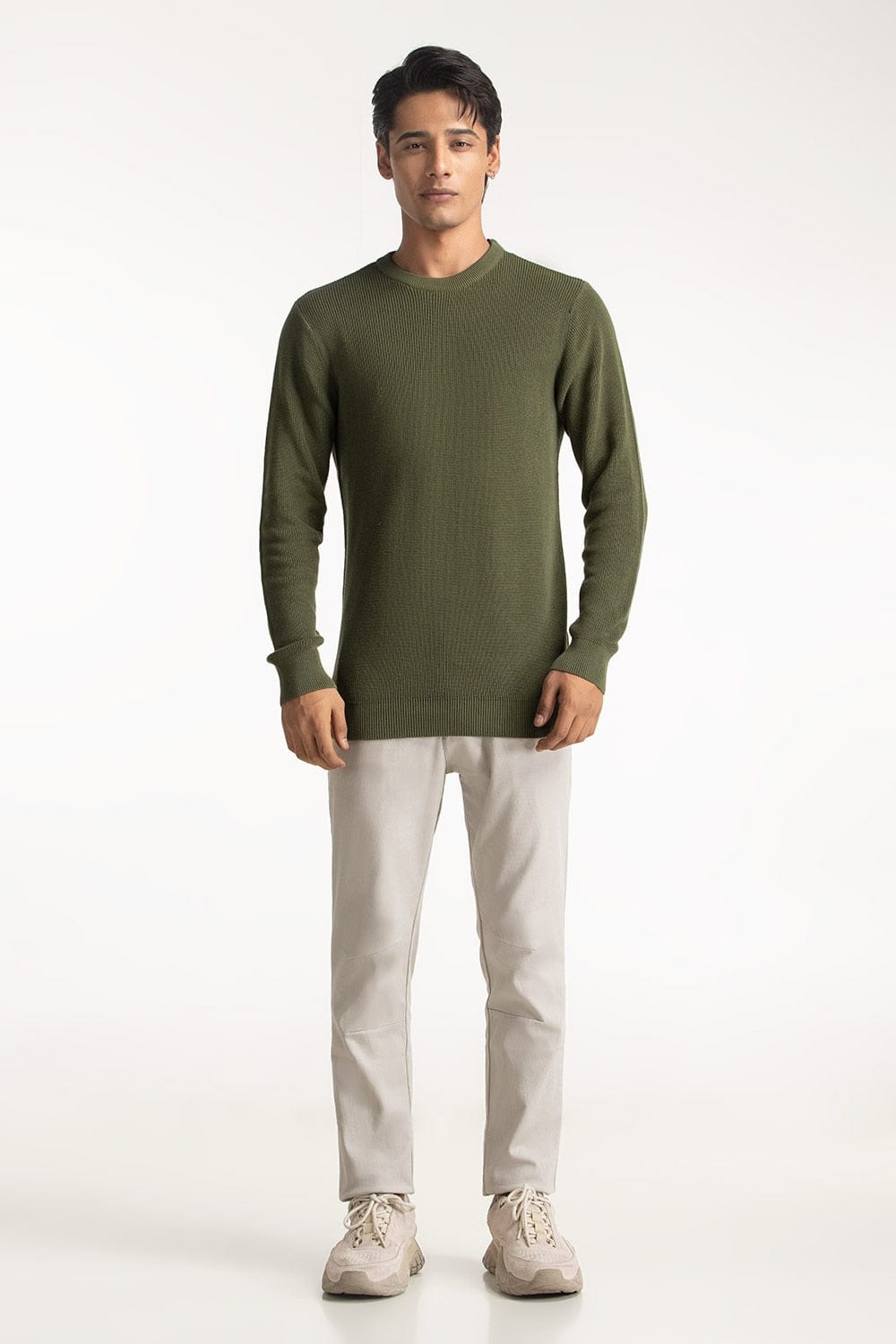 Crew Neck Sweater - Green - Image 2