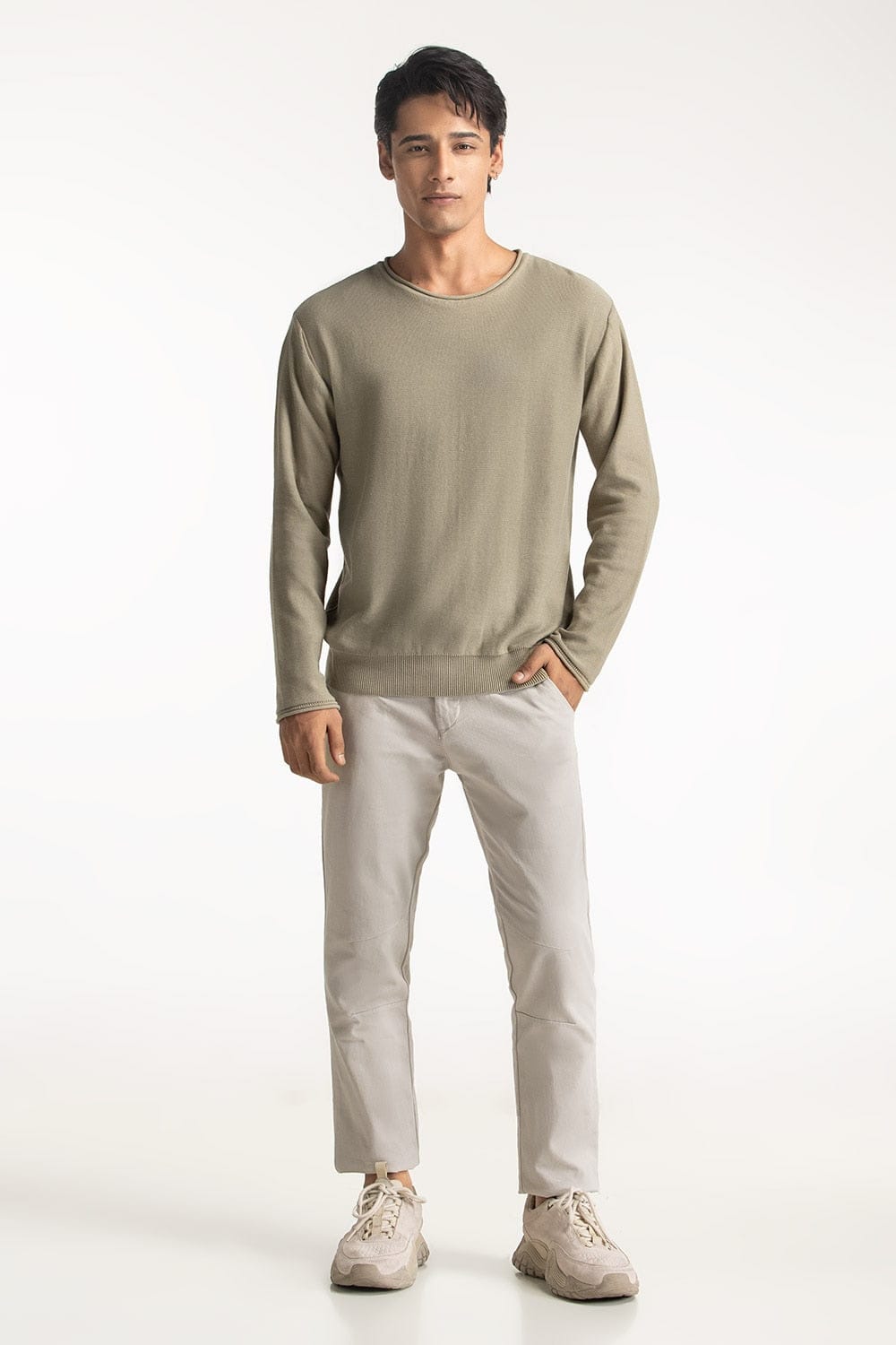 Crew Neck Sweater - Beige - Image 6