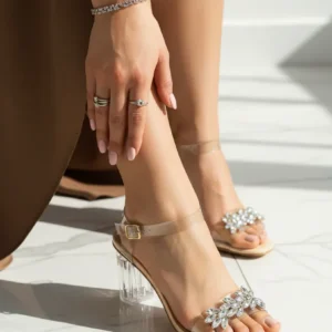 Transparent Strappy Fancy Sandal - Fawn