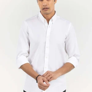 White Basic Smart Casual Shirt