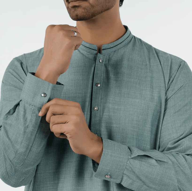 Eminent Men's Kurta Shalwar Suit - Green - Image 2