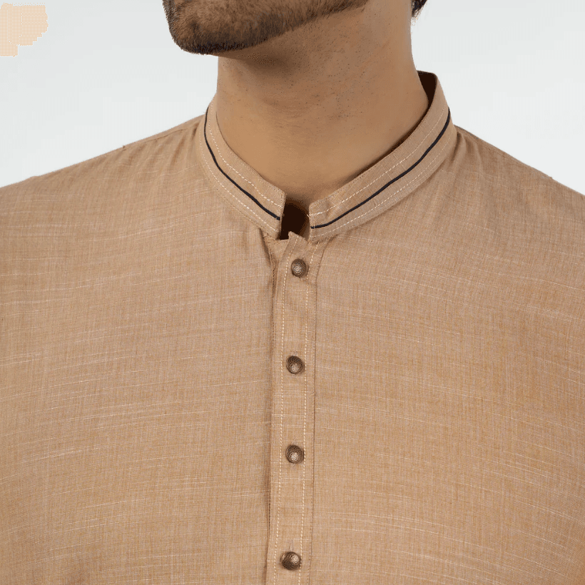 Eminent Men's Kurta Shalwar Suit - Beige - Image 2