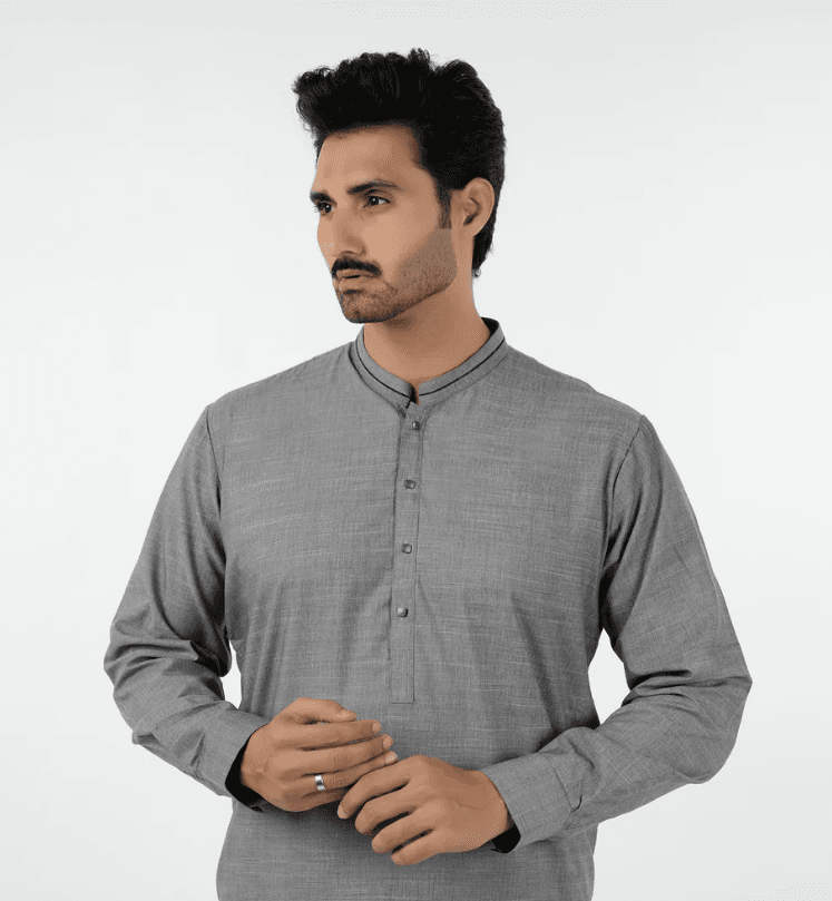 Eminent Men's Kurta Shalwar Suit - Dark Grey - Image 2