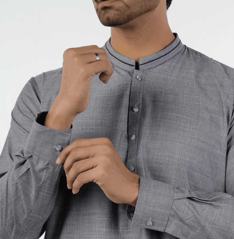 Eminent Men's Kurta Shalwar Suit - Grey - Image 3
