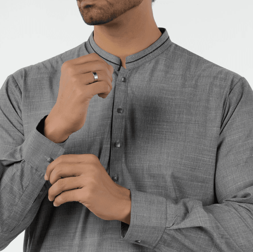 Eminent Men's Kurta Shalwar Suit - Dark Grey - Image 3