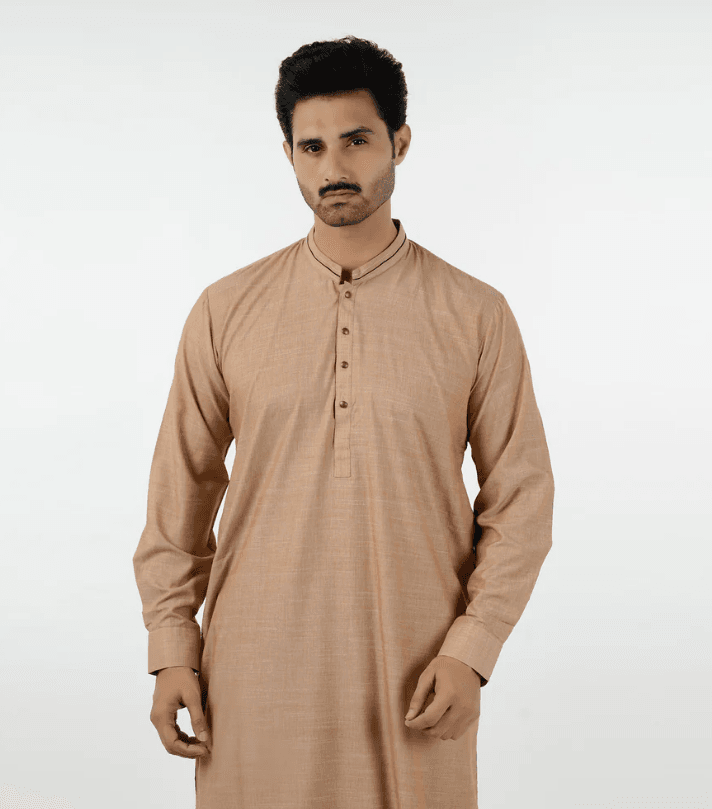 Eminent Men's Kurta Shalwar Suit - Beige - Image 4