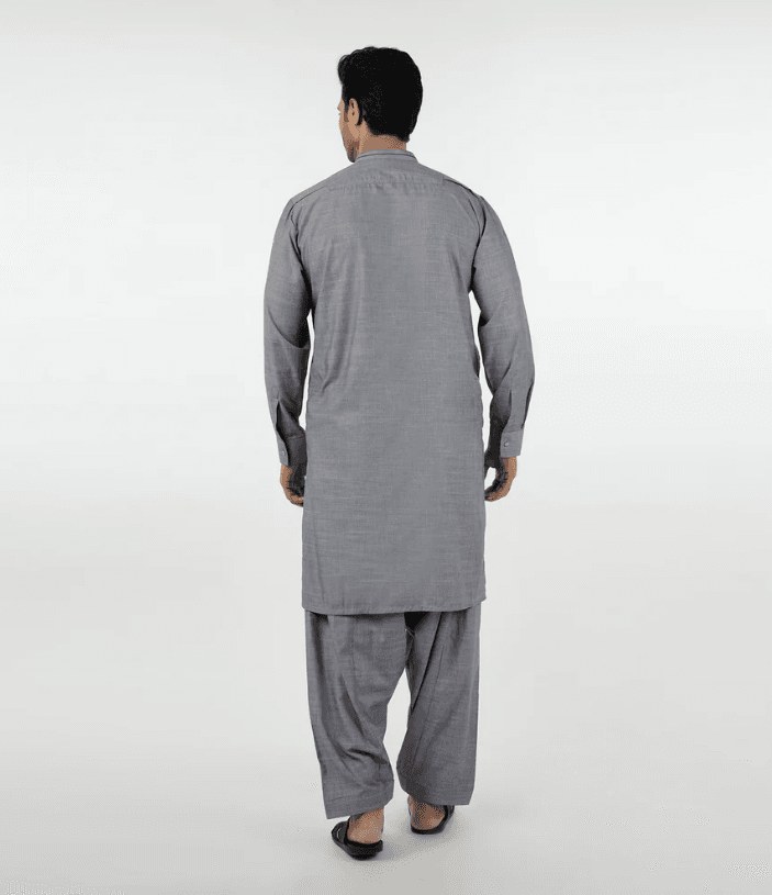 Eminent Men's Kurta Shalwar Suit - Grey - Image 5