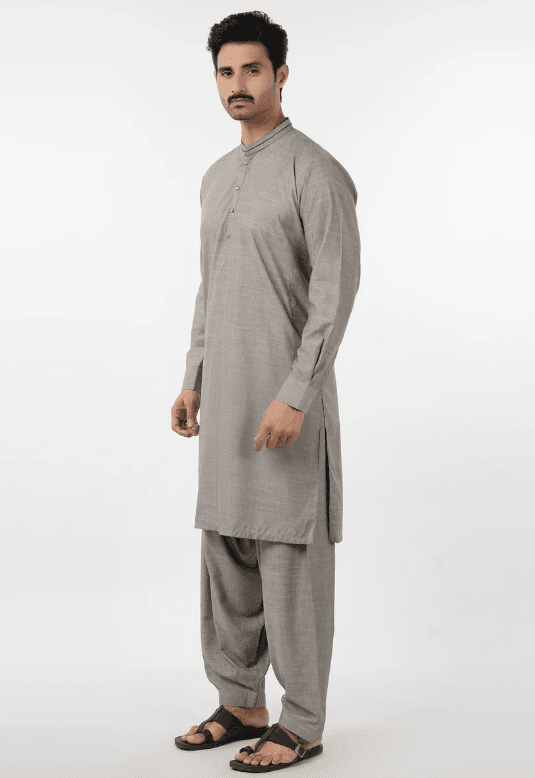 Eminent Men's Kurta Shalwar Suit - Olive Green - Image 5