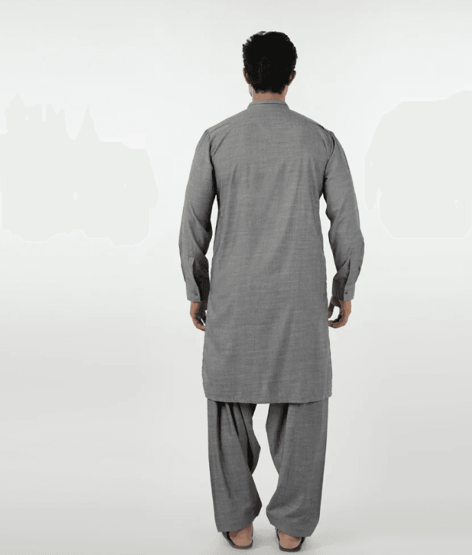 Eminent Men's Kurta Shalwar Suit - Dark Grey - Image 4