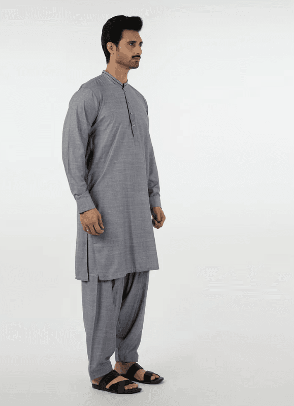 Eminent Men's Kurta Shalwar Suit - Grey - Image 6