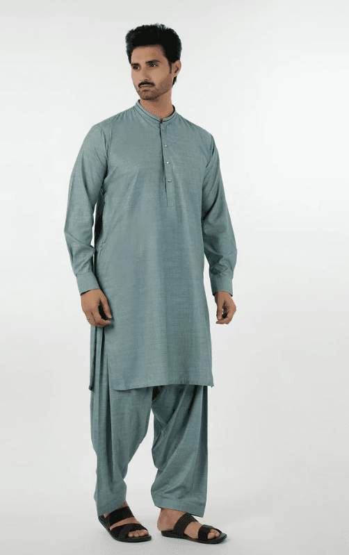 Eminent Men's Kurta Shalwar Suit - Green - Image 6