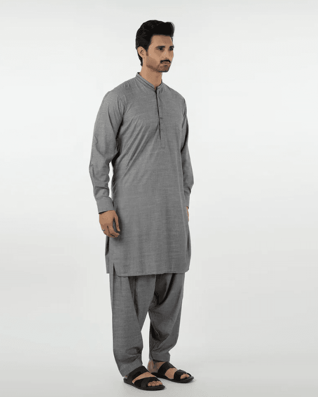 Eminent Men's Kurta Shalwar Suit - Dark Grey - Image 5