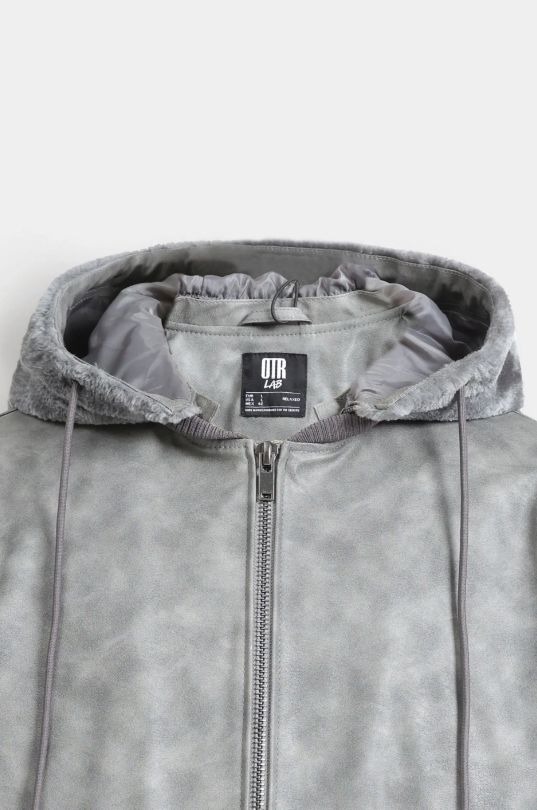 WASHED-OUT FAUX LEATHER JACKET - Image 6