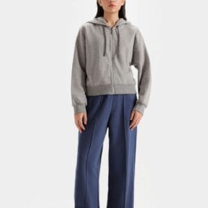 Grey Basic Zipper Hoodie