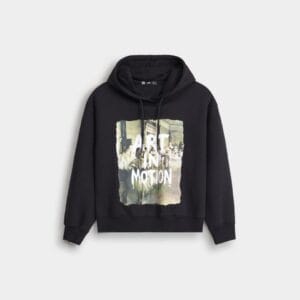 Black Oversized Graphic Pullover Hoodie
