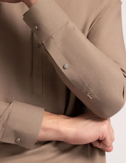 LIGHT BROWN CASUAL KAMEEZ SHALWAR - Image 3