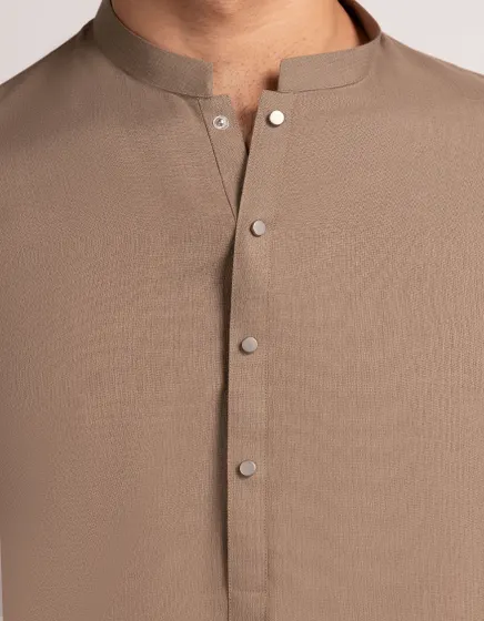 LIGHT BROWN CASUAL KAMEEZ SHALWAR - Image 2