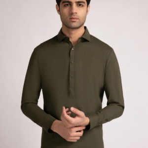 MEHNDI GREEN BLENDED CASUAL KAMEEZ SHALWAR