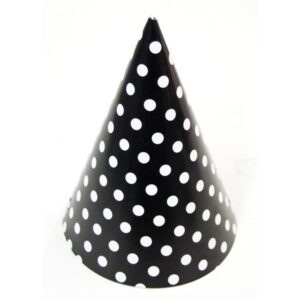 Black Polka Dot Party Caps – Unisex, Pack of 10