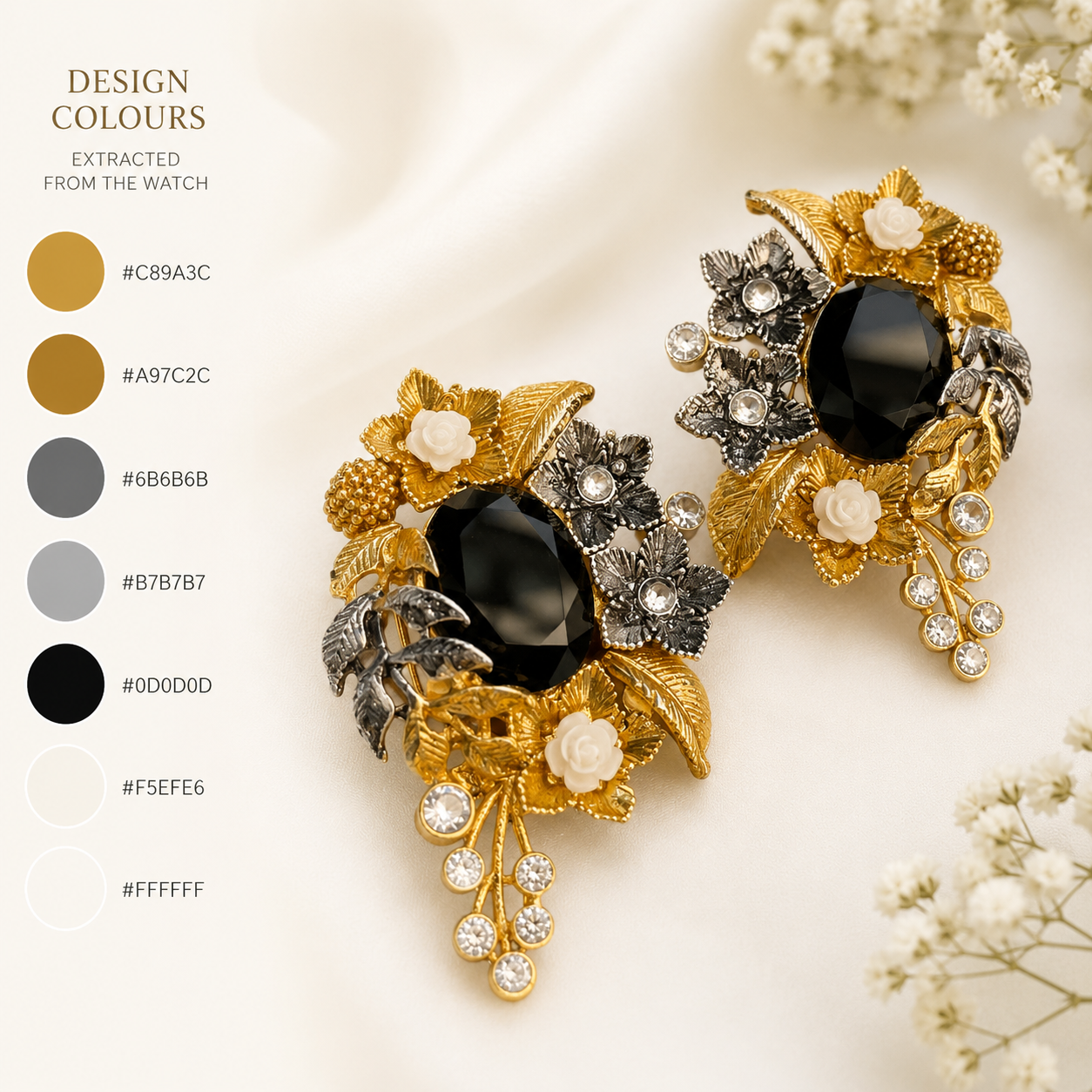 Floral Zircon Earrings