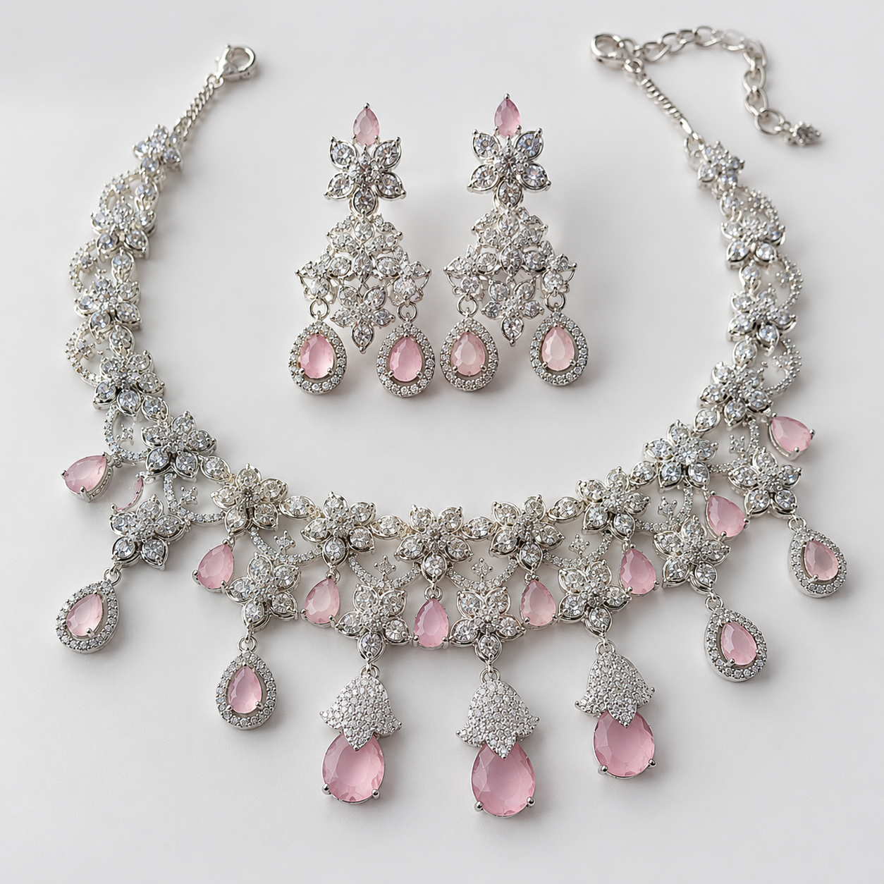 Pink Crystal Bridal Jewelry