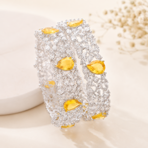 Yellow Stone Silver Plated Bangles