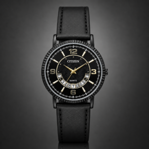 Citizen Black Dial Leather Strap Watch