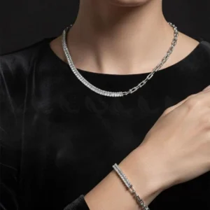 Sterling Baguette Chain Bracelet Set