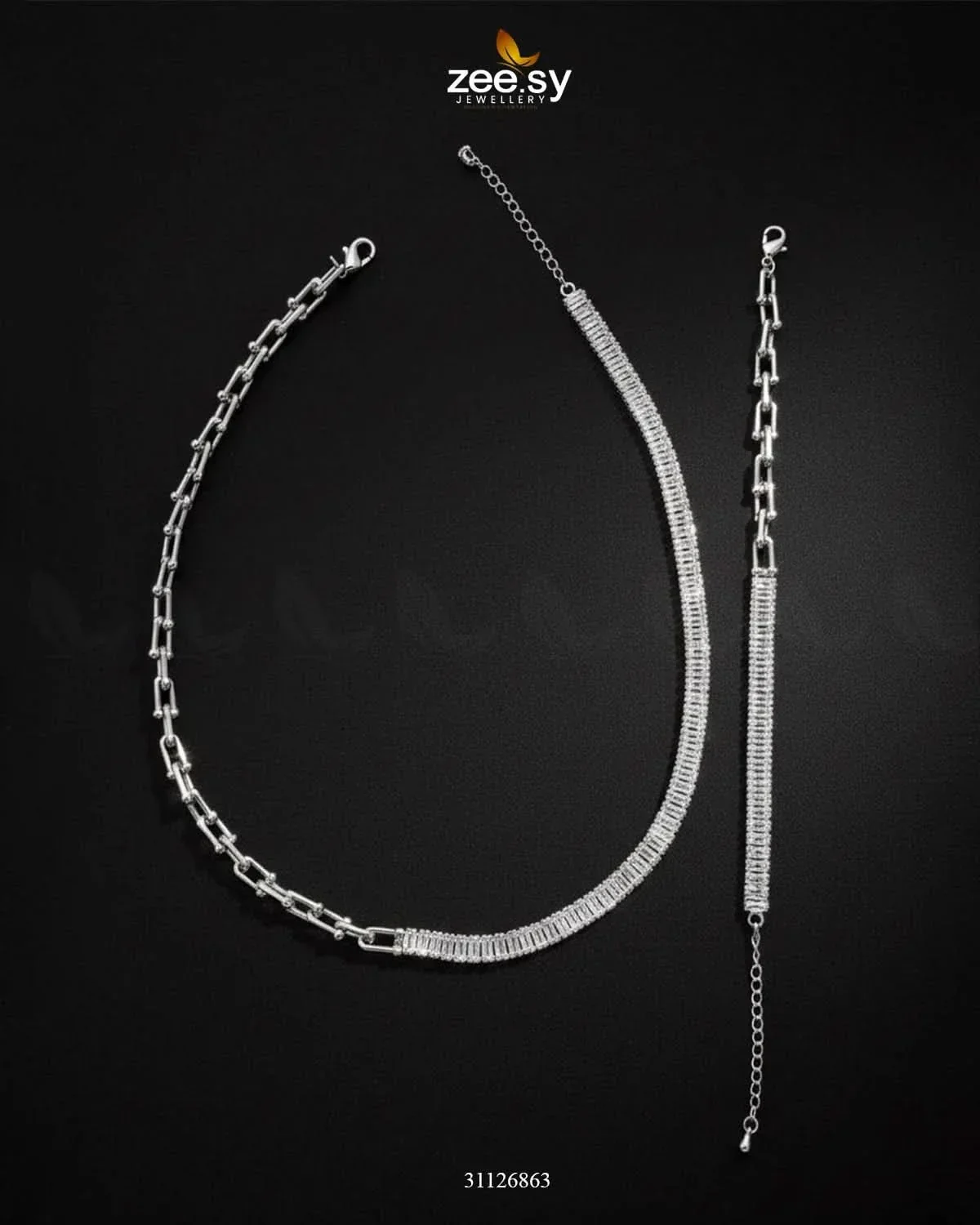 Sterling Baguette Chain Bracelet Set - Image 4