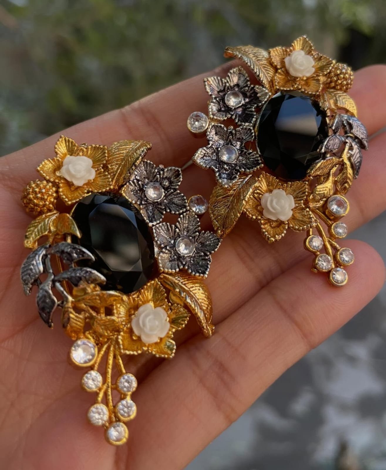 Floral Zircon Earrings