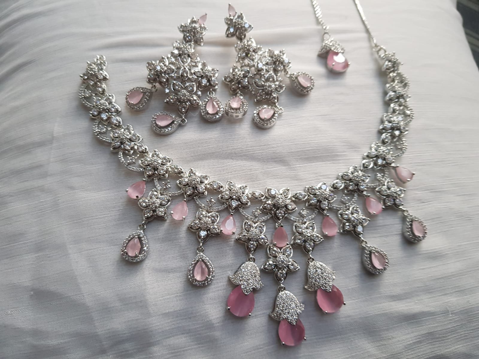 Pink Crystal Bridal Jewelry