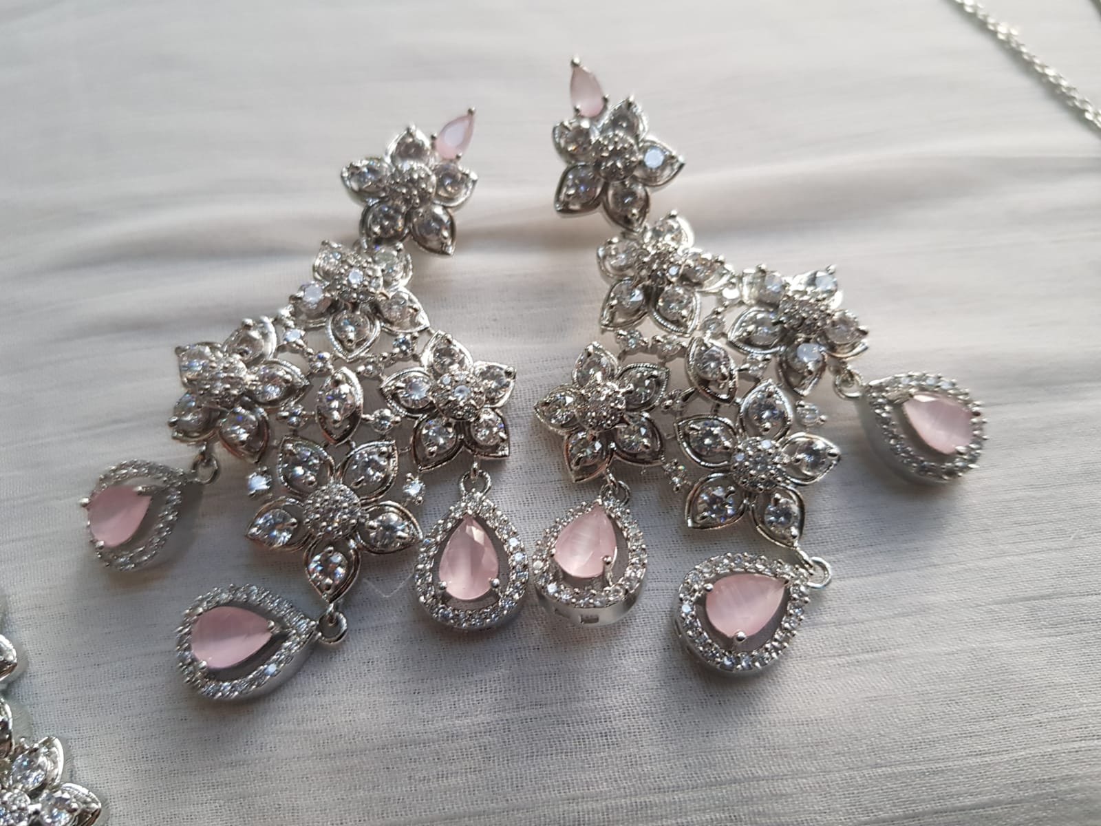 Luxury Pink Crystal Bridal Jewelry Set for Women | Zircon Wedding Necklace Set - Image 3