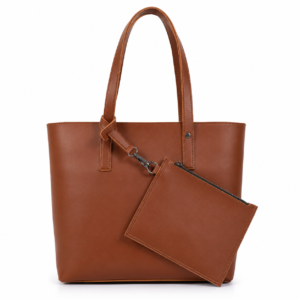 Brown Tote Bag with Detachable Pouch